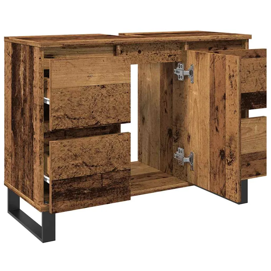 Armoire de salle de bain vieux bois 80x33x60 cm bois ingénierie - 7