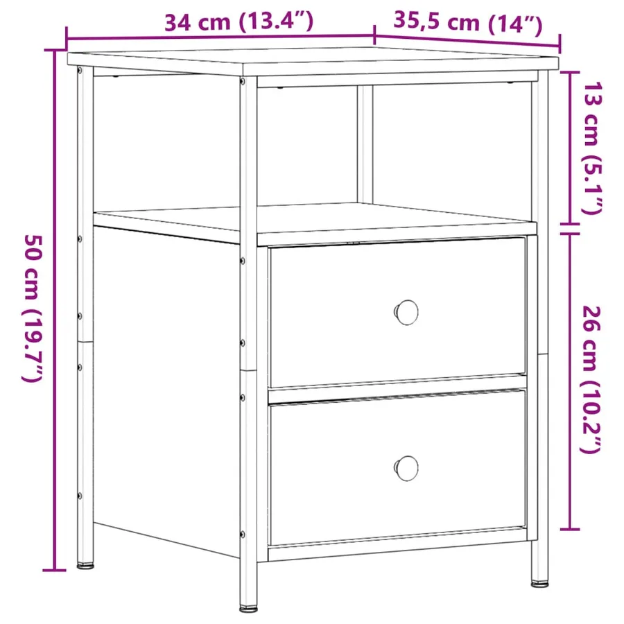 Tables de chevet 2 pcs vieux bois 34x35,5x50 cm bois ingénierie - 11