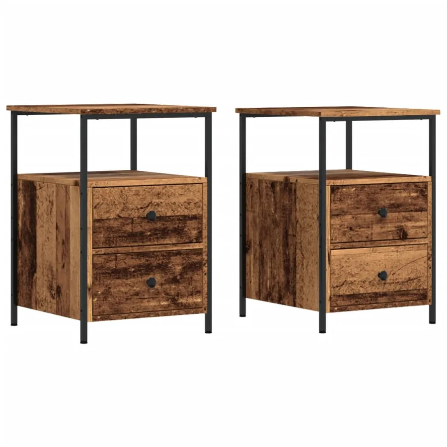 Tables de chevet 2 pcs vieux bois 34x35,5x50 cm bois ingénierie - 2