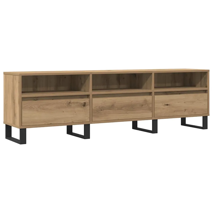 Meuble TV chêne artisanal 150x30x44,5 cm bois d'ingénierie - 2