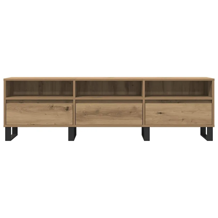 Meuble TV chêne artisanal 150x30x44,5 cm bois d'ingénierie - 4