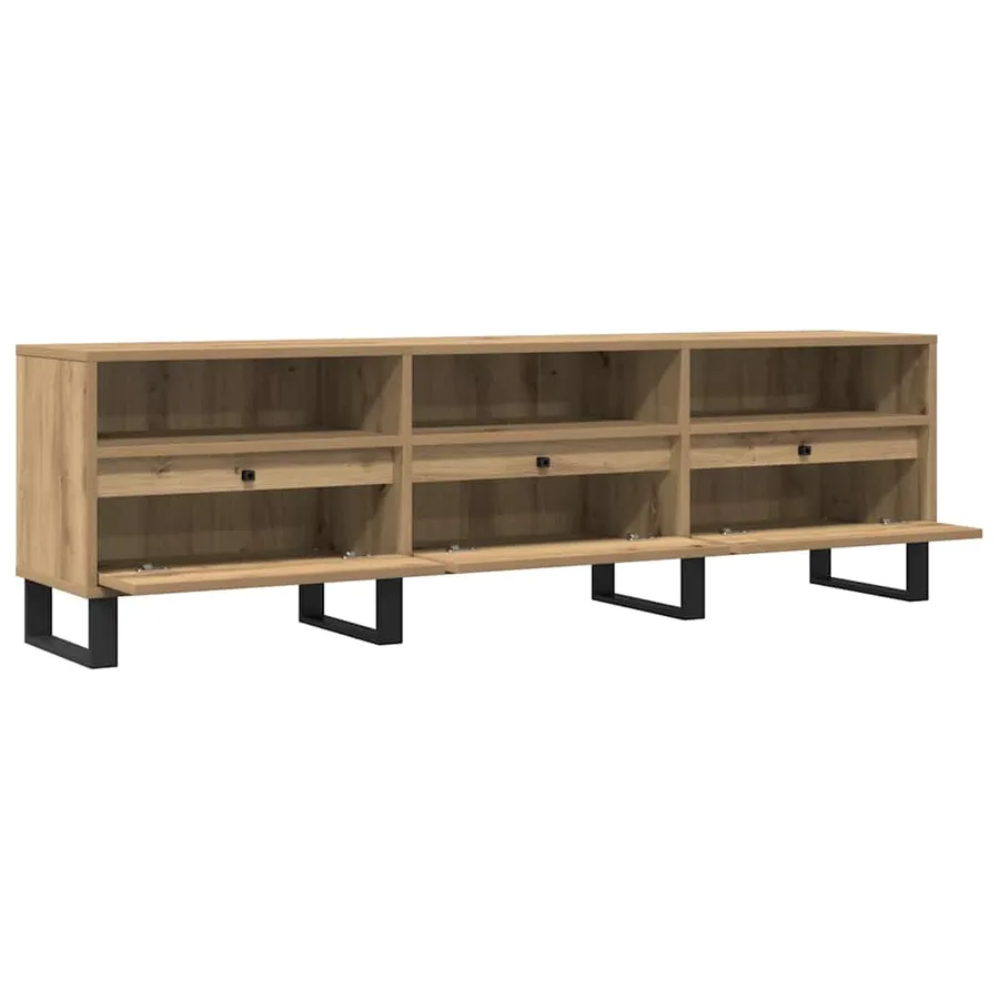 Meuble TV chêne artisanal 150x30x44,5 cm bois d'ingénierie - 5
