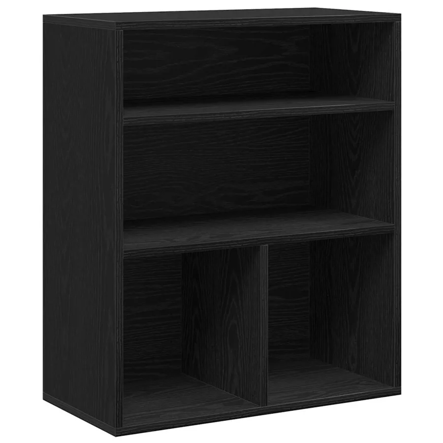 Bibliothèque noir 60x30x71,5 cm bois d'ingénierie - 2