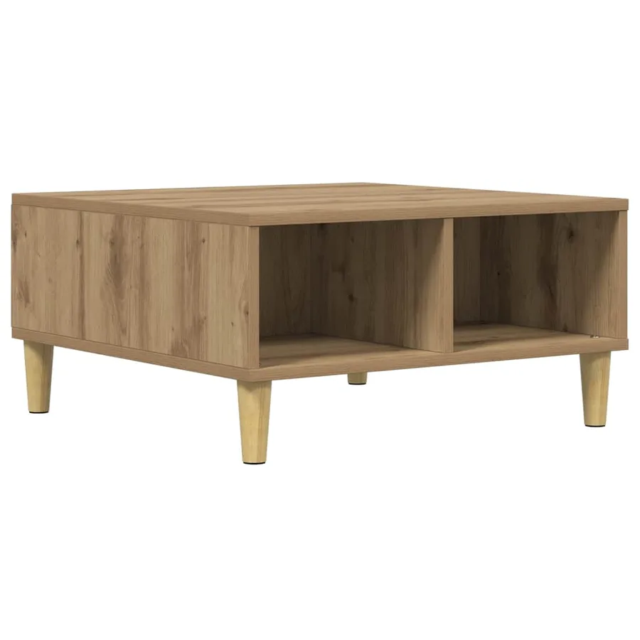 Table basse chêne artisanal 60x60x30 cm bois d'ingénierie - 2