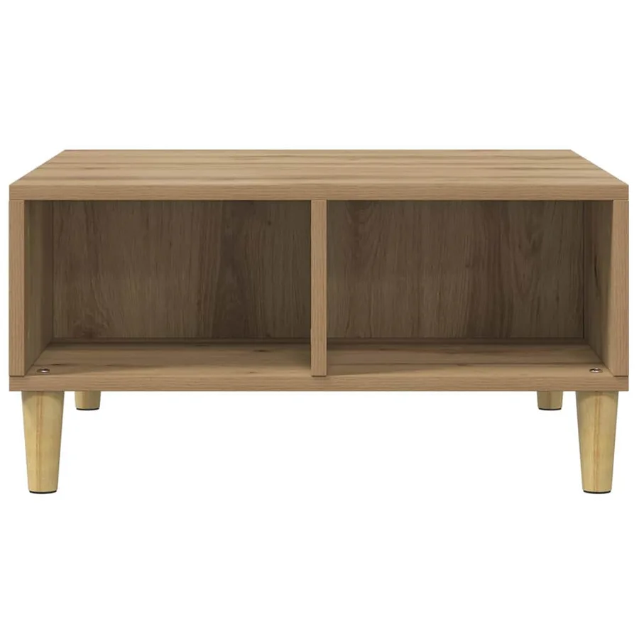 Table basse chêne artisanal 60x60x30 cm bois d'ingénierie - 4