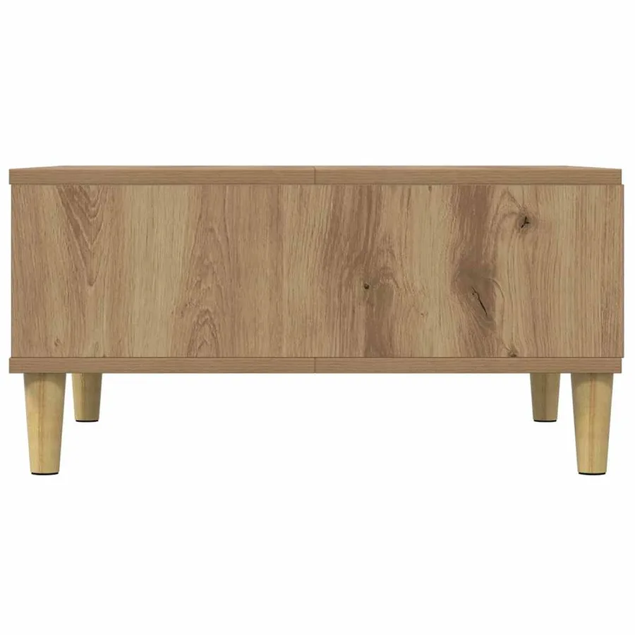 Table basse chêne artisanal 60x60x30 cm bois d'ingénierie - 5