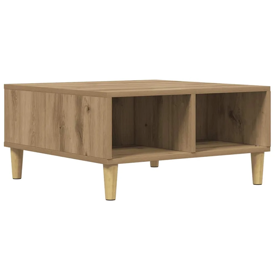 Table basse chêne artisanal 60x60x30 cm bois d'ingénierie - 6