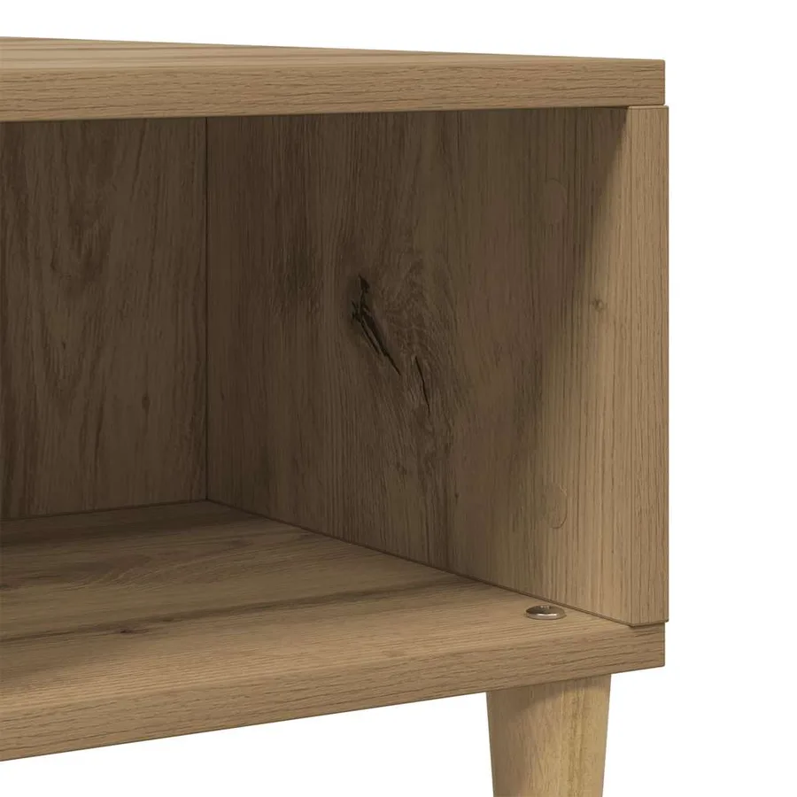 Table basse chêne artisanal 60x60x30 cm bois d'ingénierie - 7