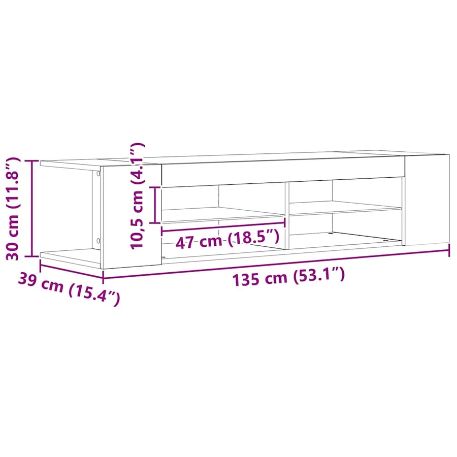 Meuble TV avec lumières LED chêne artisanal bois d'ingénierie - 15
