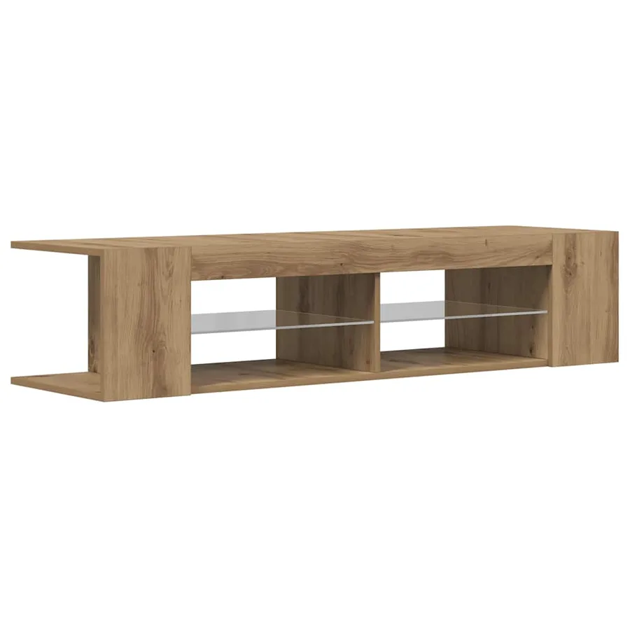 Meuble TV avec lumières LED chêne artisanal bois d'ingénierie - 3