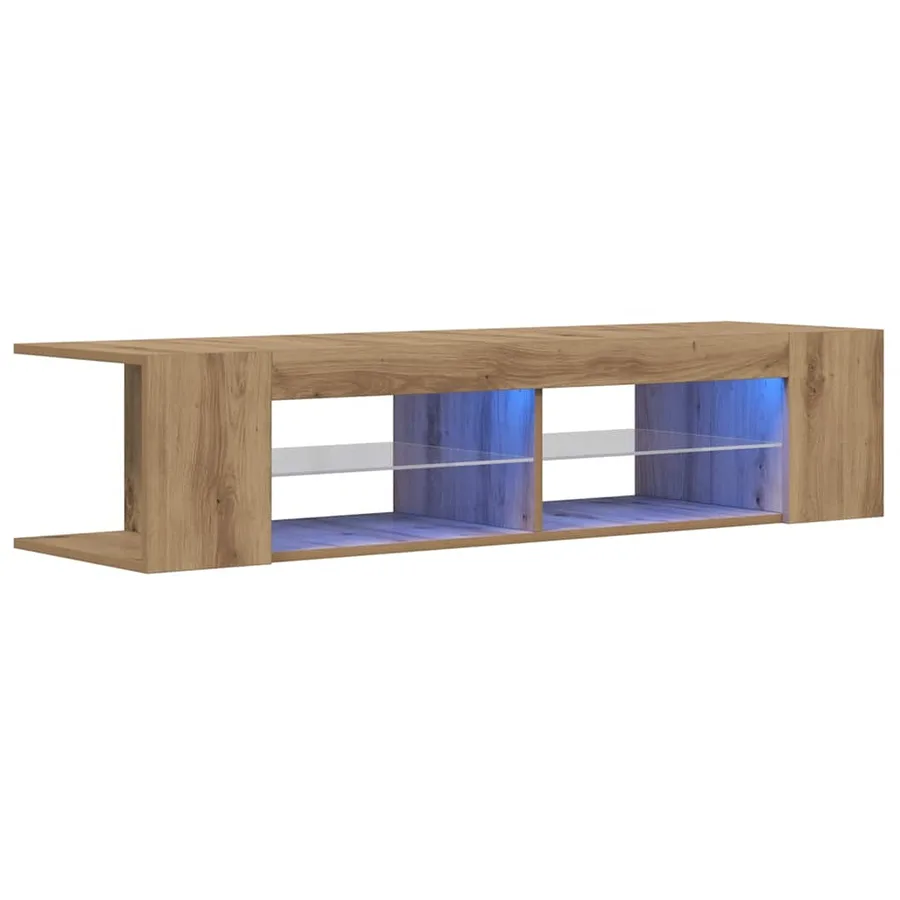 Meuble TV avec lumières LED chêne artisanal bois d'ingénierie - 6