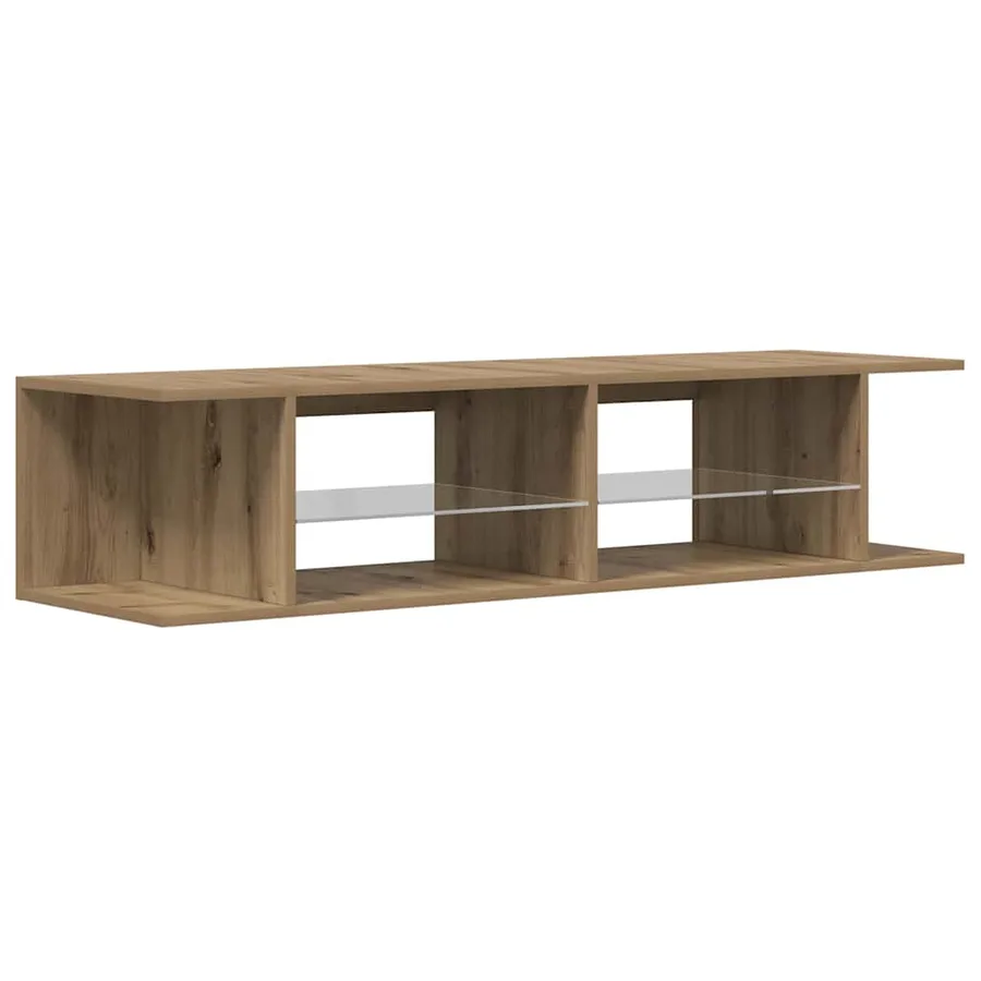 Meuble TV avec lumières LED chêne artisanal bois d'ingénierie - 9