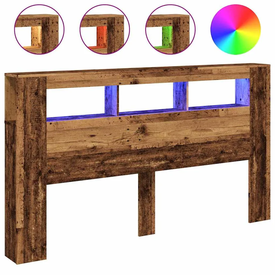 Tête de lit à LED vieux bois 180x18,5x103,5cm bois d'ingénierie - 2