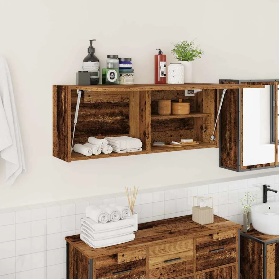 Armoire murale de bain vieux bois 100x25x40cm bois d'ingénierie