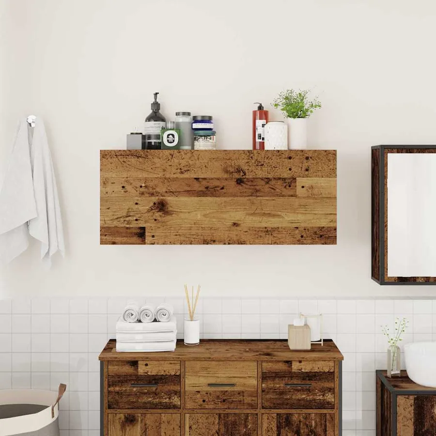 Armoire murale de bain vieux bois 100x25x40cm bois d'ingénierie - 3
