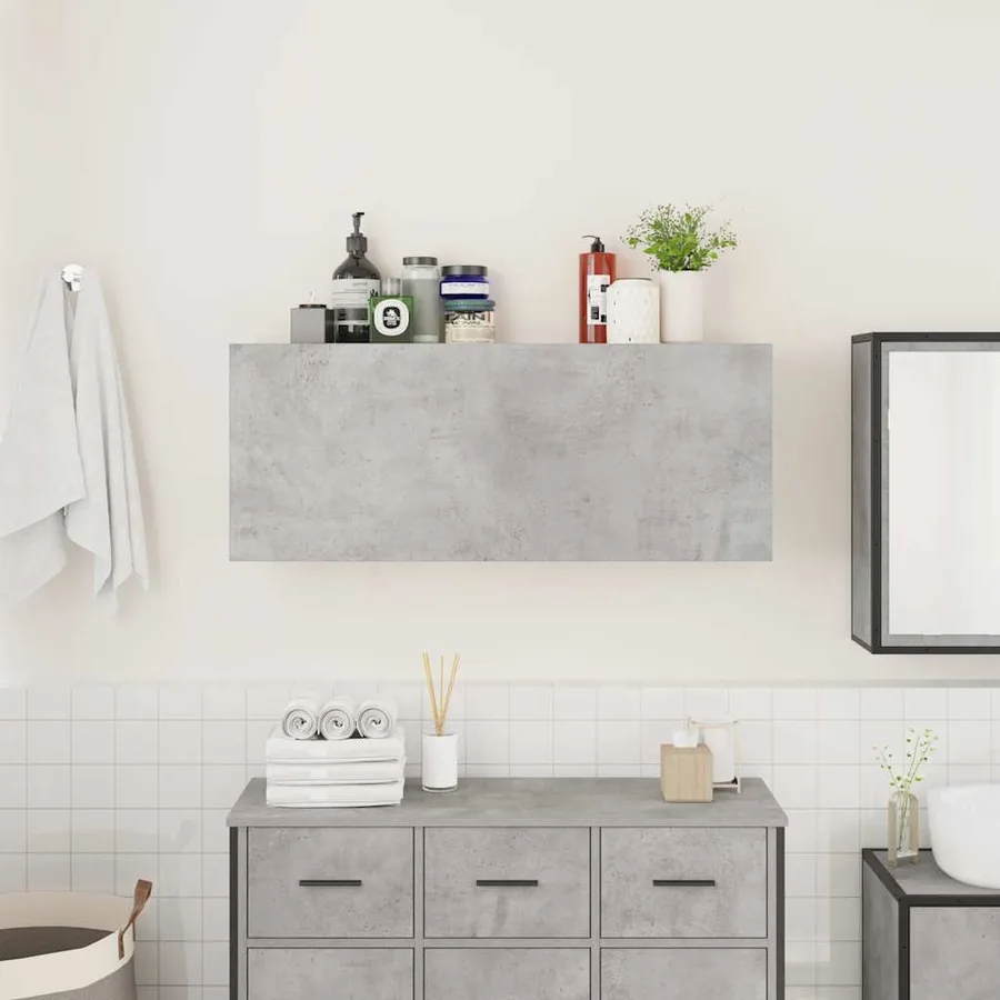 Armoire murale de bain gris béton 100x25x40cm bois d'ingénierie - 3