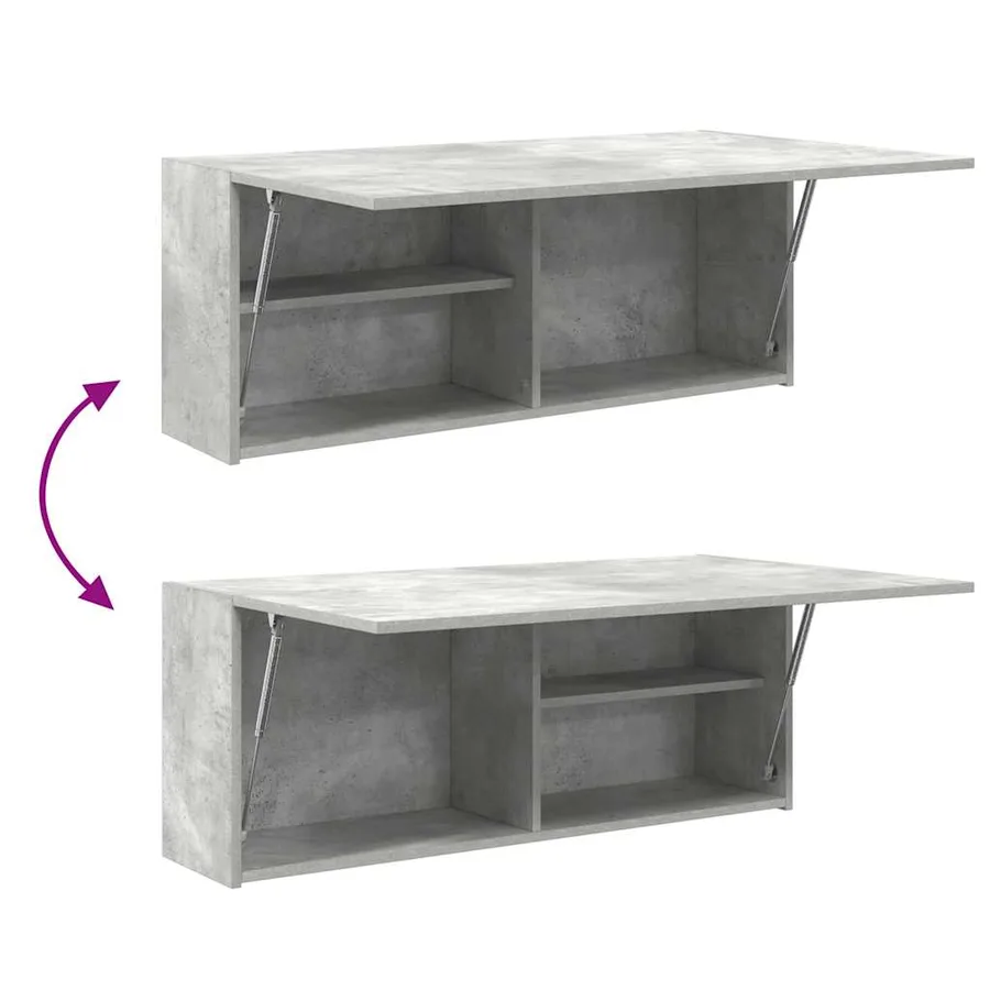 Armoire murale de bain gris béton 100x25x40cm bois d'ingénierie - 8