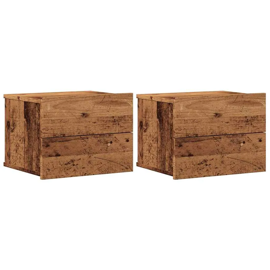 Tables de chevet murales 2 pcs vieux bois 40x32x30 cm - 2