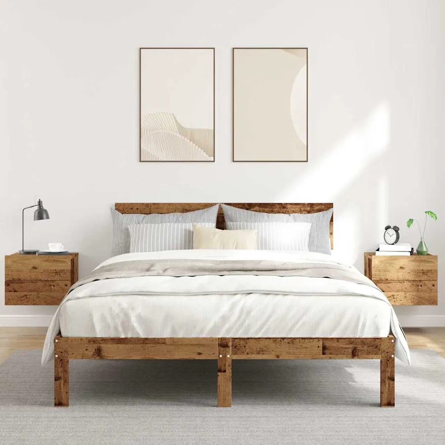 Tables de chevet murales 2 pcs vieux bois 40x32x30 cm - 3