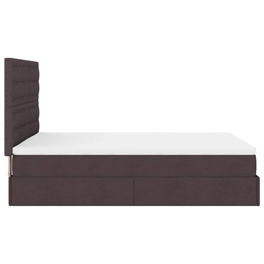 Cadre de lit ottoman avec matelas marron foncé 140x190 cm tissu - 10
