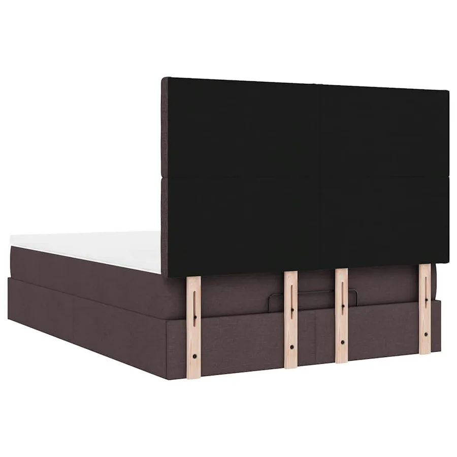 Cadre de lit ottoman avec matelas marron foncé 140x190 cm tissu - 11