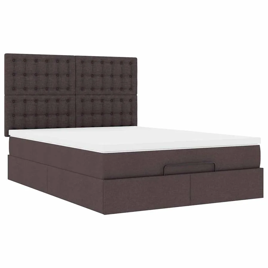 Cadre de lit ottoman avec matelas marron foncé 140x190 cm tissu - 6