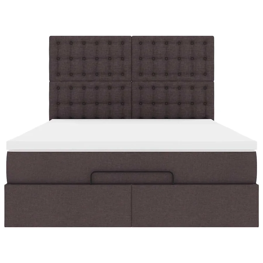 Cadre de lit ottoman avec matelas marron foncé 140x190 cm tissu - 7