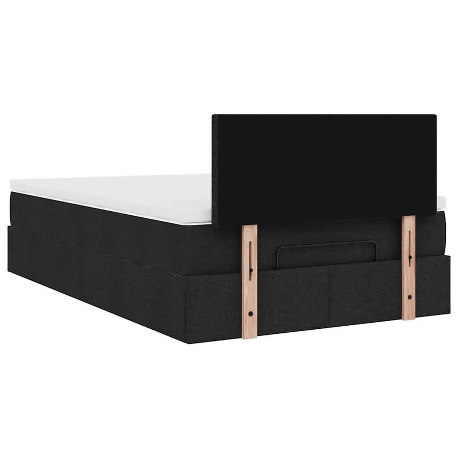 Lit ottoman avec matelas noir 120x200 cm tissu - 12