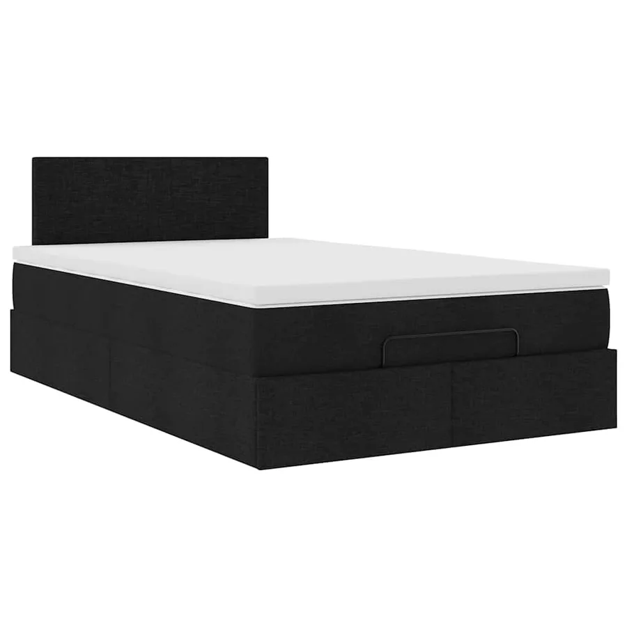 Lit ottoman avec matelas noir 120x200 cm tissu - 7