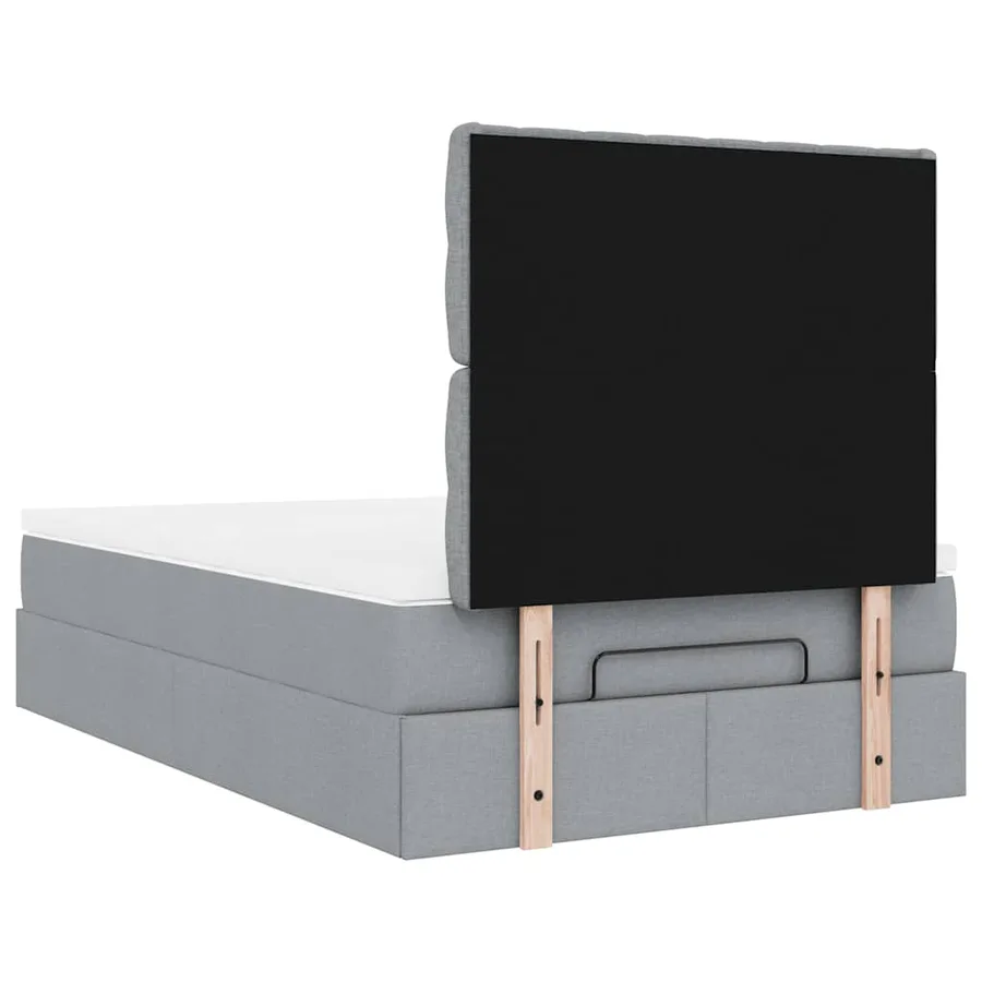 Cadre de lit ottoman et matelas gris clair 120x200 cm tissu - 11