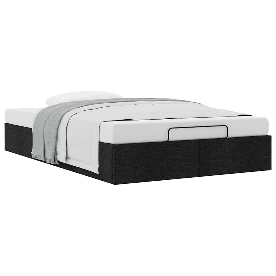Cadre de lit ottoman sans matelas noir 120x200 cm tissu - 5