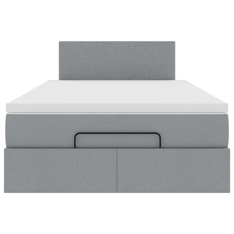 Lit ottoman avec matelas gris clair 120x200 cm tissu - 7