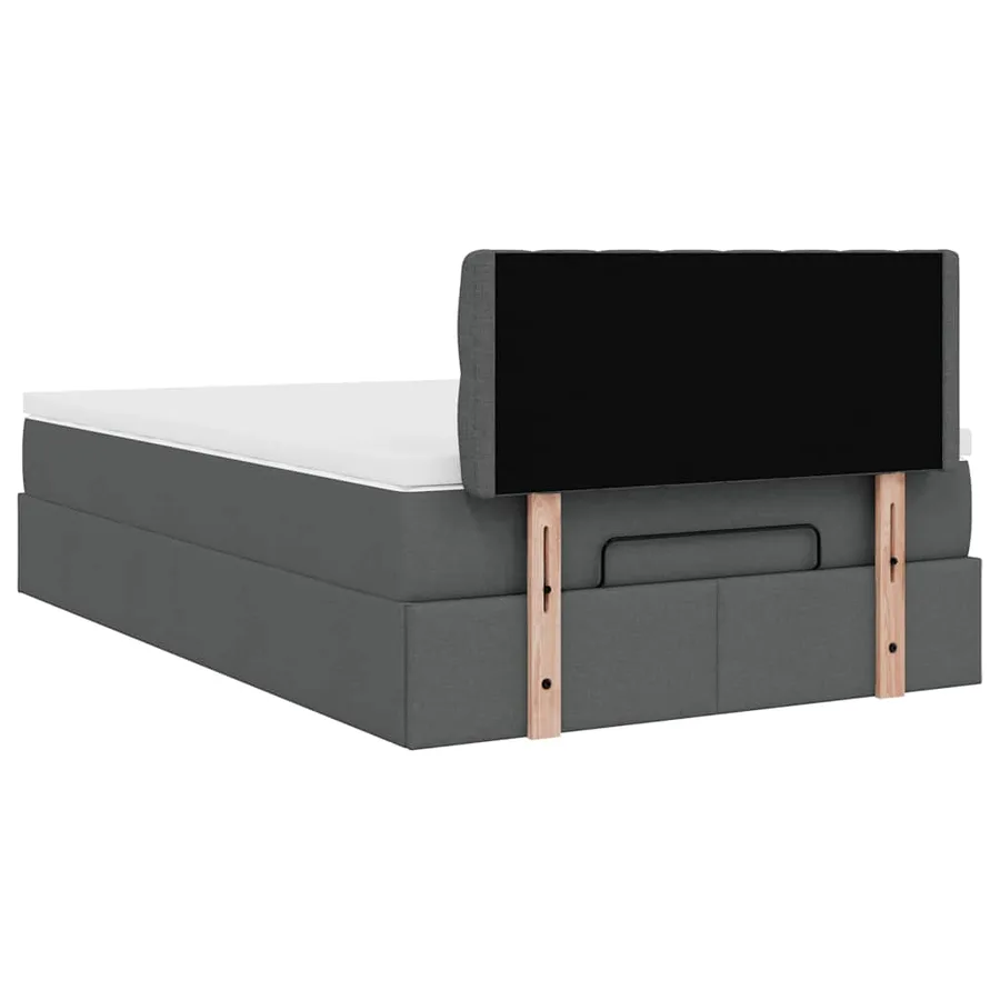 Lit ottoman avec matelas gris foncé 120x200 cm tissu - 11