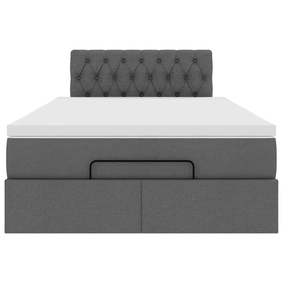 Lit ottoman avec matelas gris foncé 120x200 cm tissu - 7