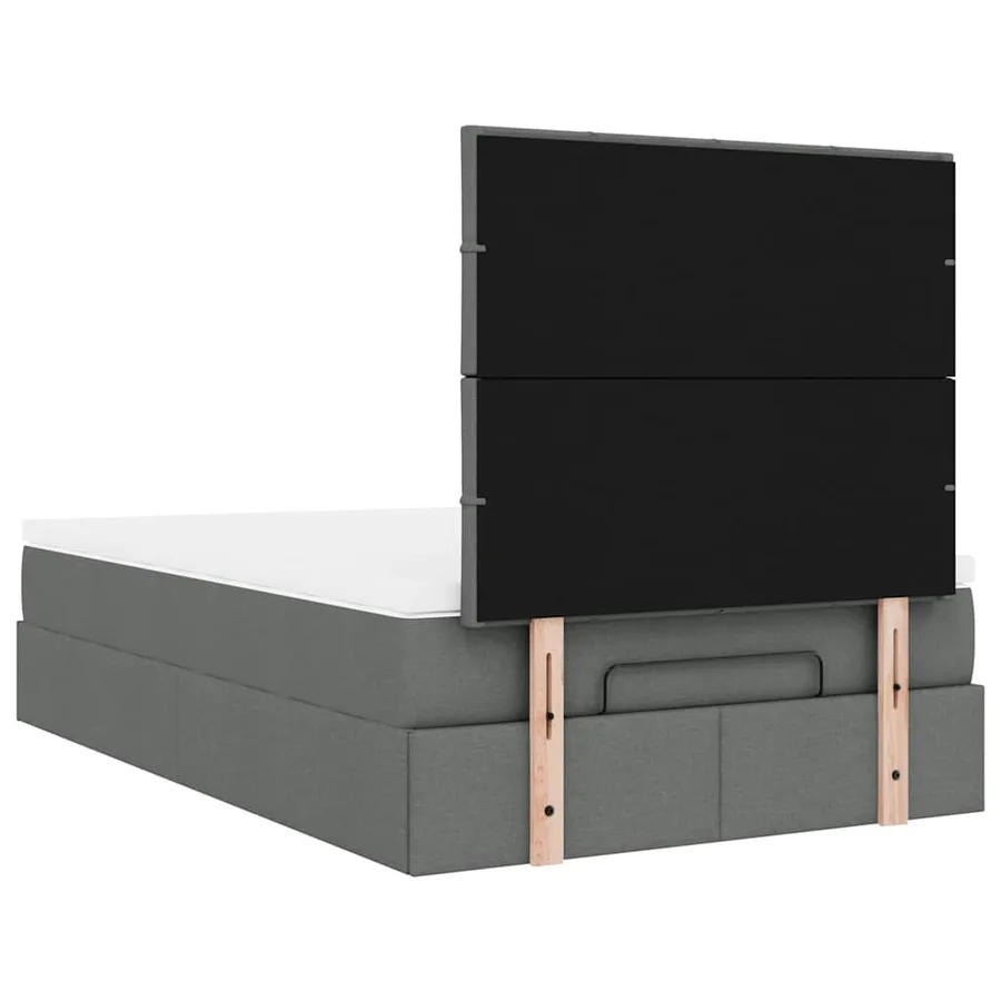Cadre de lit ottoman avec matelas gris foncé 120x200cm tissu - 12