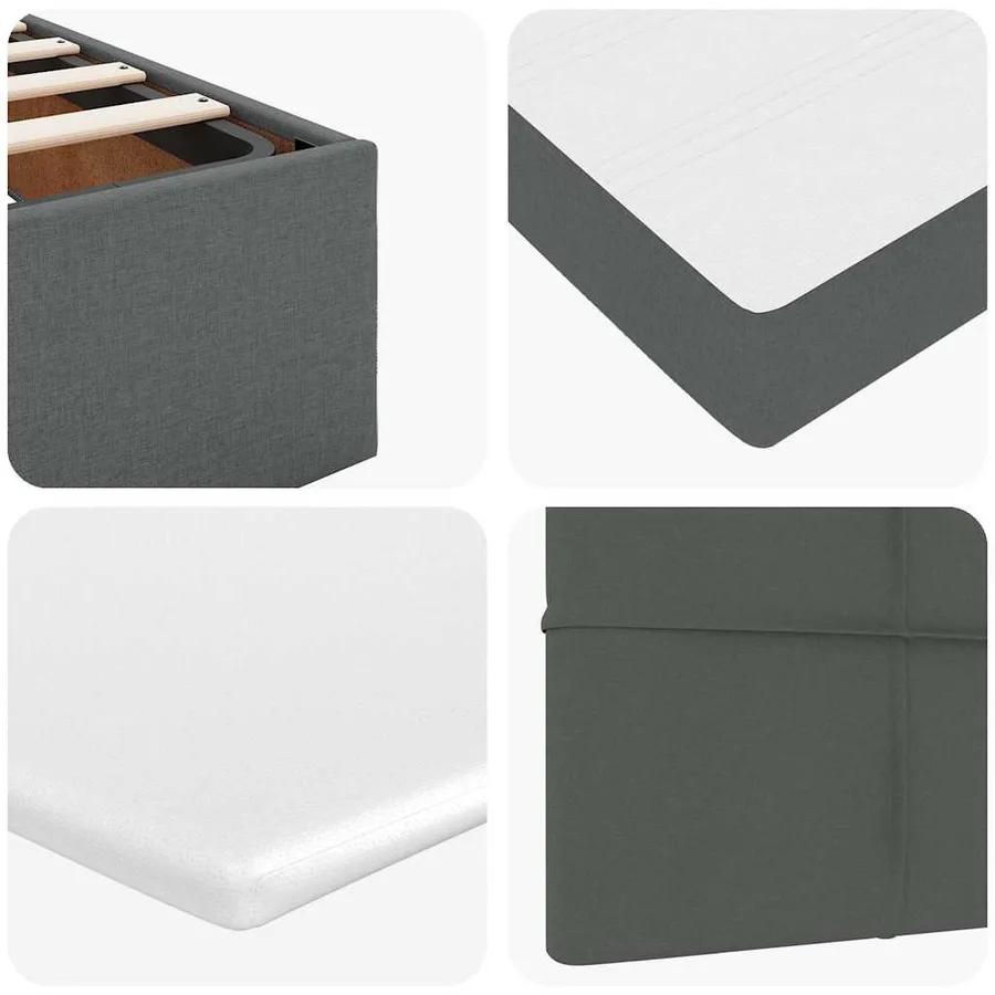 Cadre de lit ottoman avec matelas gris foncé 120x200cm tissu - 15