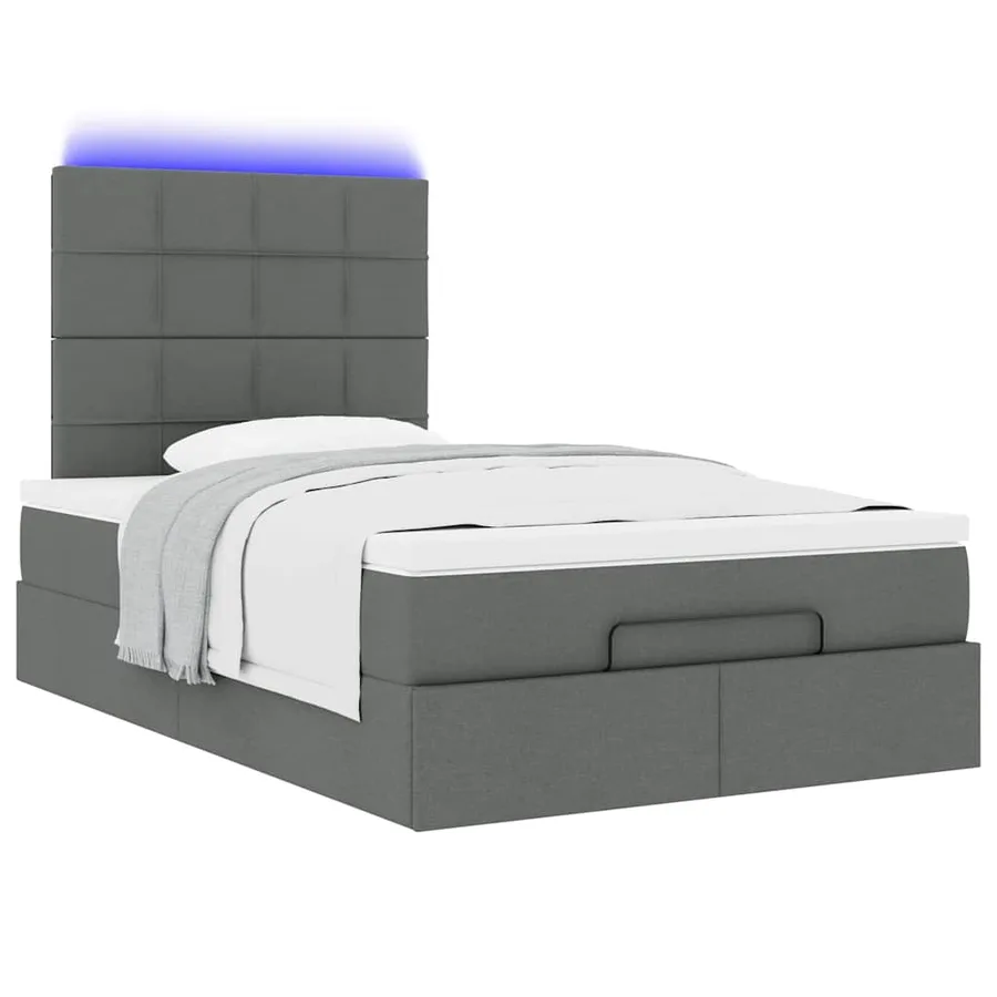 Cadre de lit ottoman avec matelas gris foncé 120x200cm tissu - 6