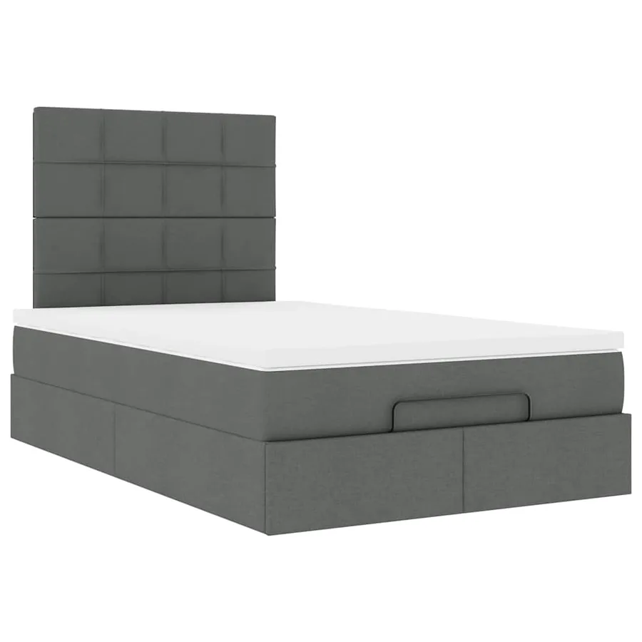 Cadre de lit ottoman avec matelas gris foncé 120x200cm tissu - 7