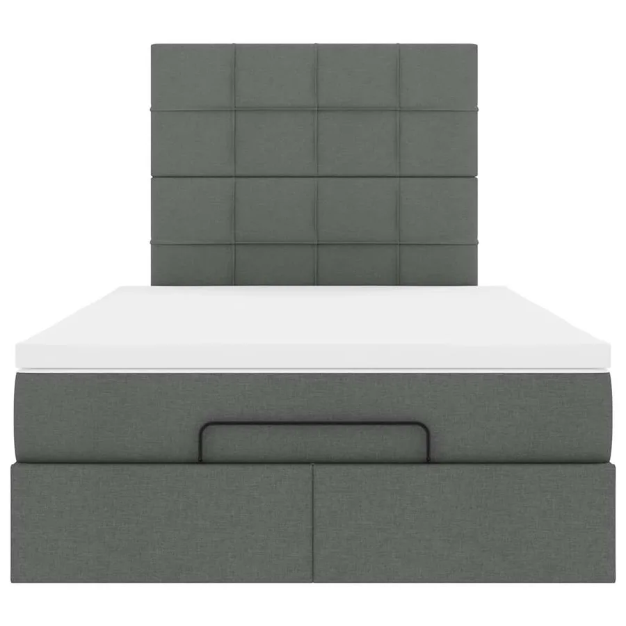 Cadre de lit ottoman avec matelas gris foncé 120x200cm tissu - 8