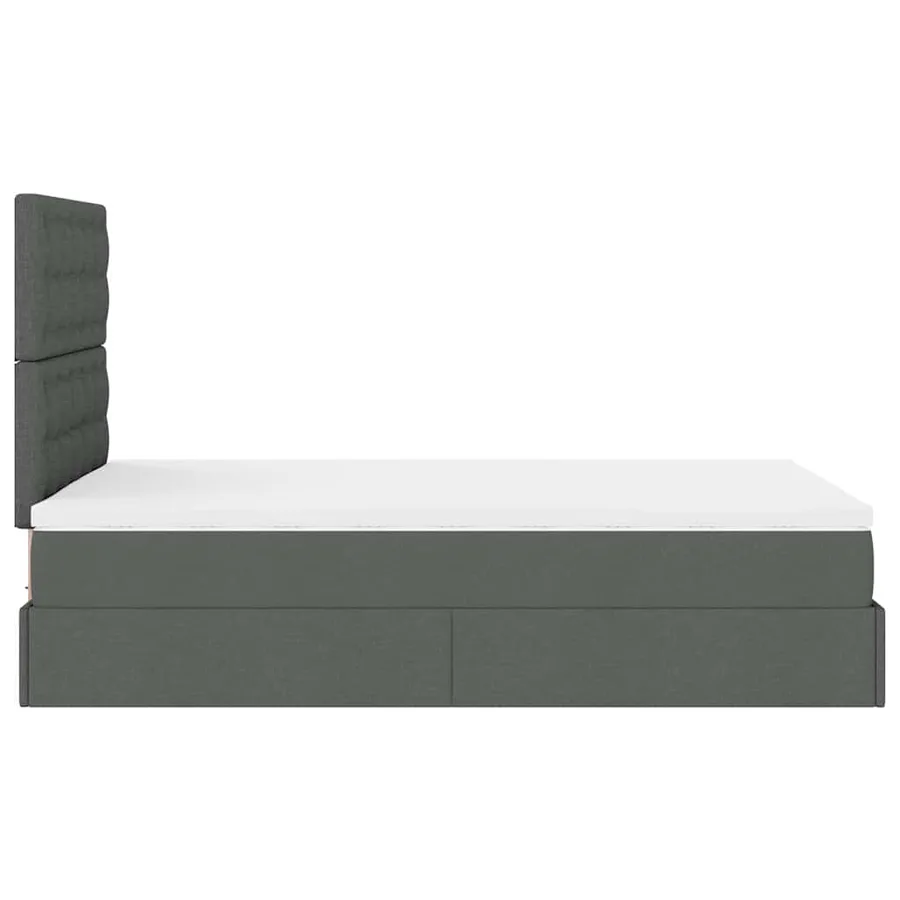 Cadre de lit ottoman avec matelas gris foncé 120x200cm tissu - 10