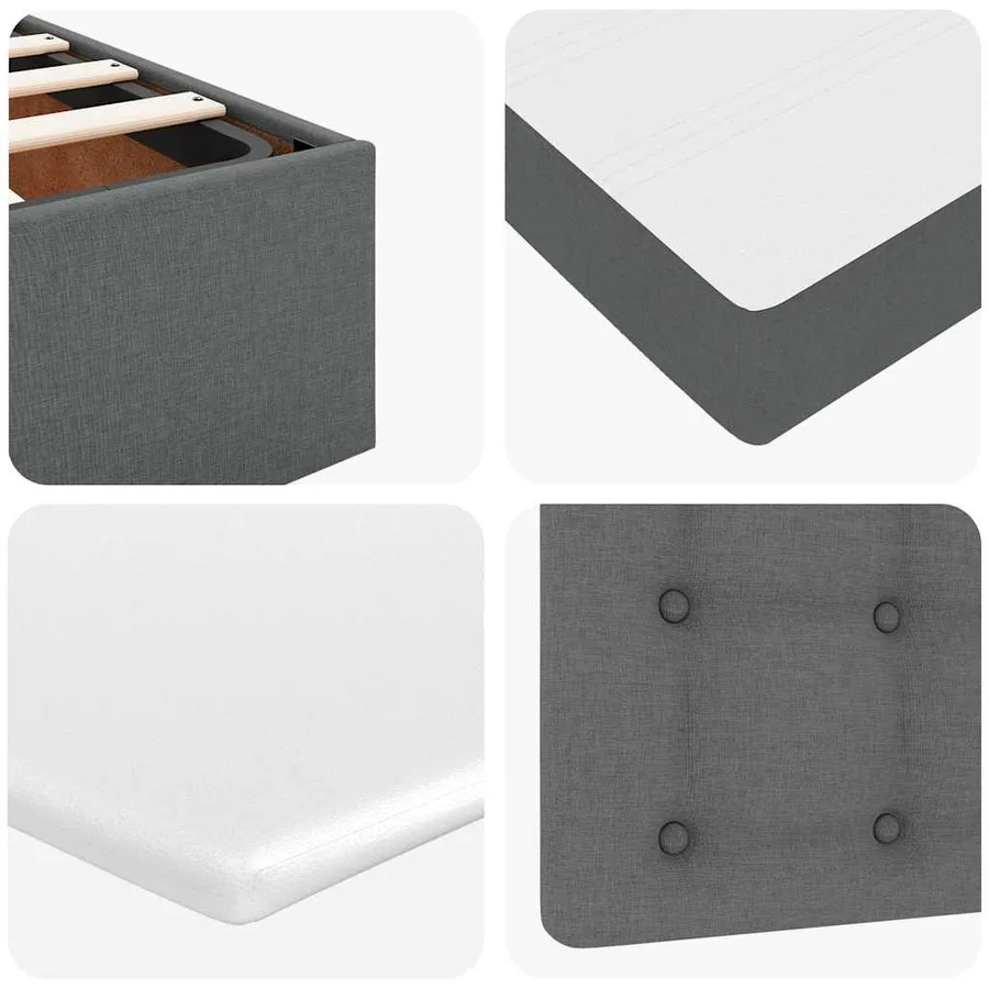 Cadre de lit ottoman avec matelas gris foncé 120x200cm tissu - 13