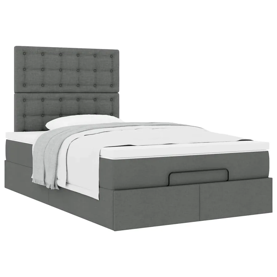 Cadre de lit ottoman avec matelas gris foncé 120x200cm tissu - 5