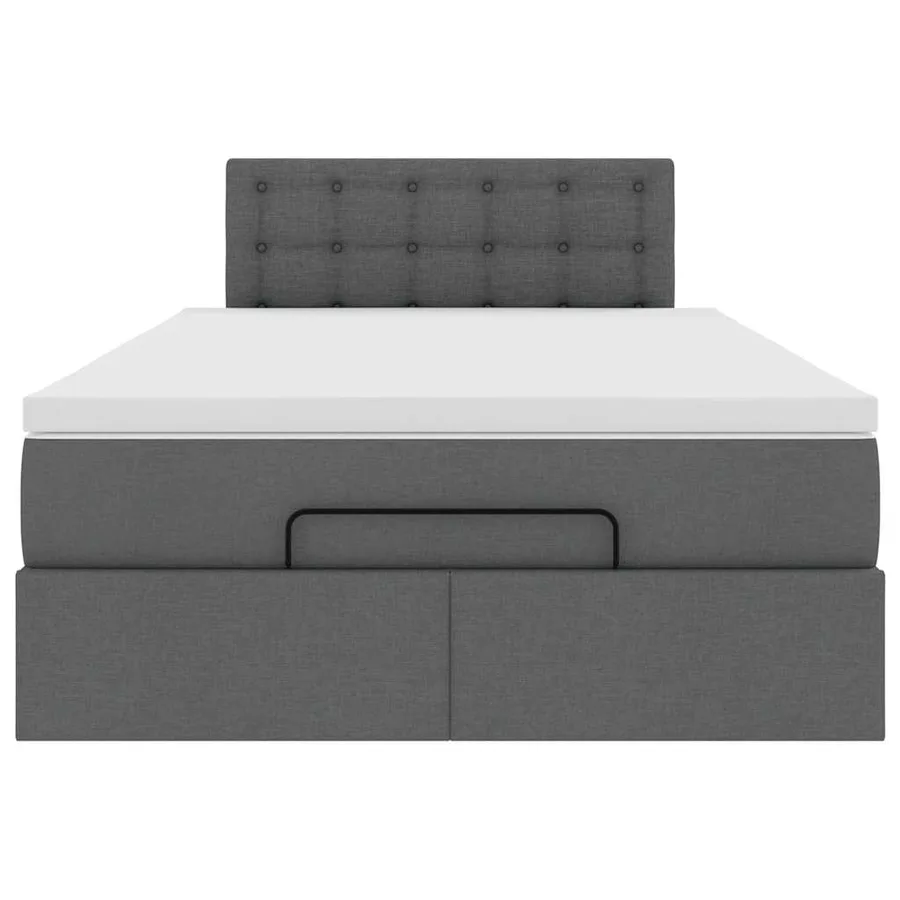 Lit ottoman avec matelas gris foncé 120x200 cm tissu - 7