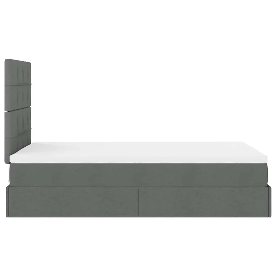 Cadre de lit ottoman avec matelas gris foncé 120x200cm tissu - 10