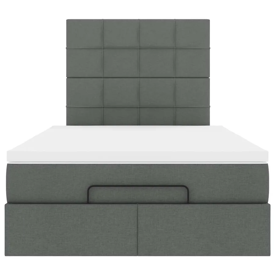 Cadre de lit ottoman avec matelas gris foncé 120x200cm tissu - 7