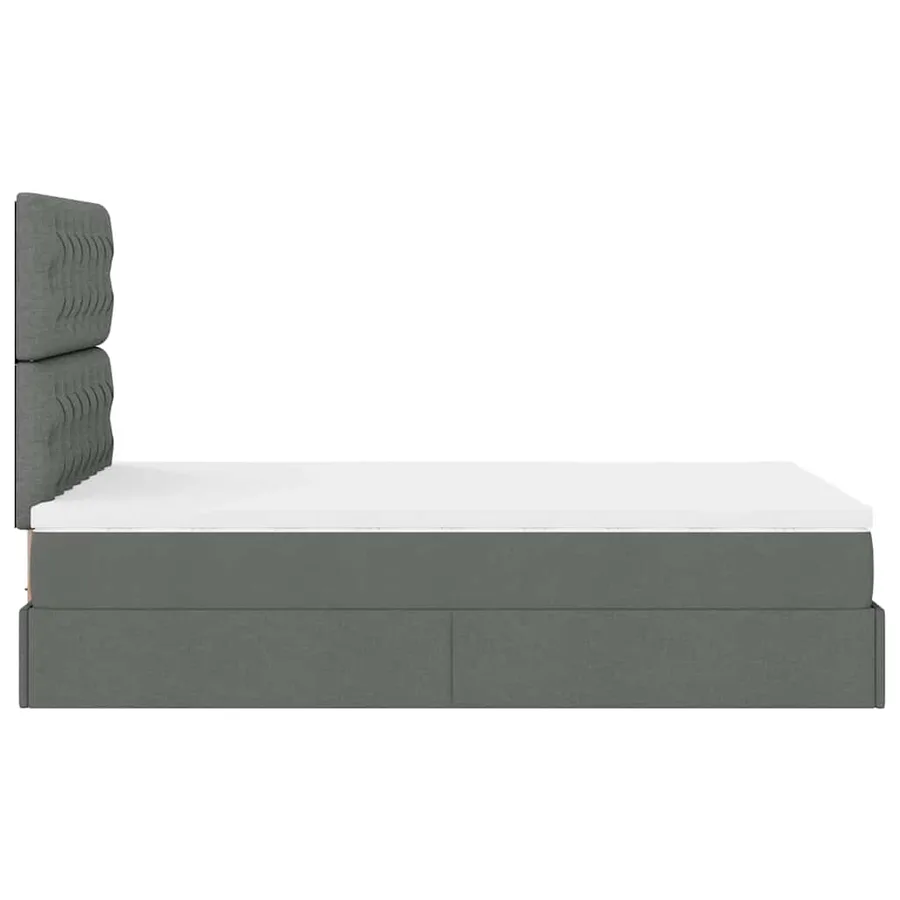 Cadre de lit ottoman avec matelas gris foncé 120x200cm tissu - 11