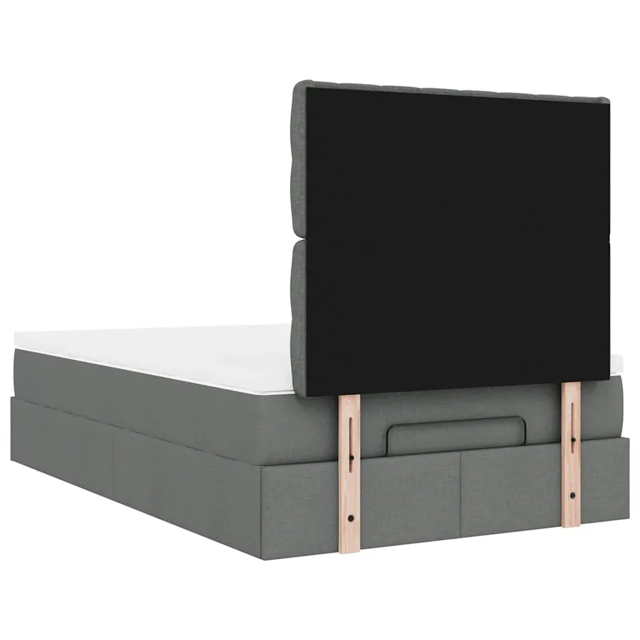 Cadre de lit ottoman avec matelas gris foncé 120x200cm tissu - 12