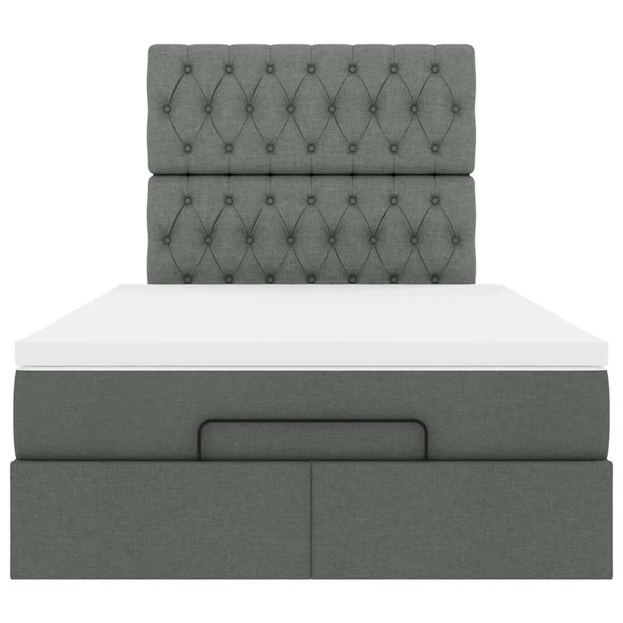 Cadre de lit ottoman avec matelas gris foncé 120x200cm tissu - 8