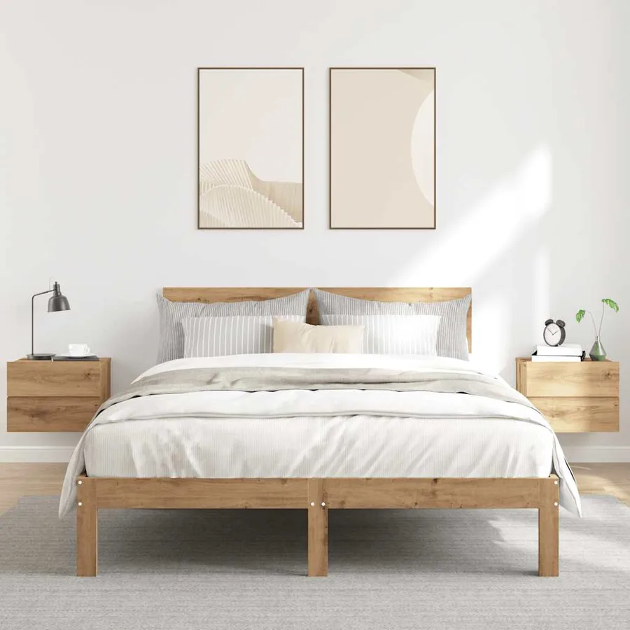 Tables de chevet murales 2 pcs chêne artisanal 40x32x30 cm - 3