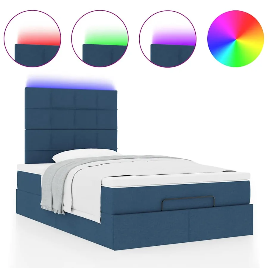 Cadre de lit ottoman avec matelas bleu 120x200 cm tissu - 5
